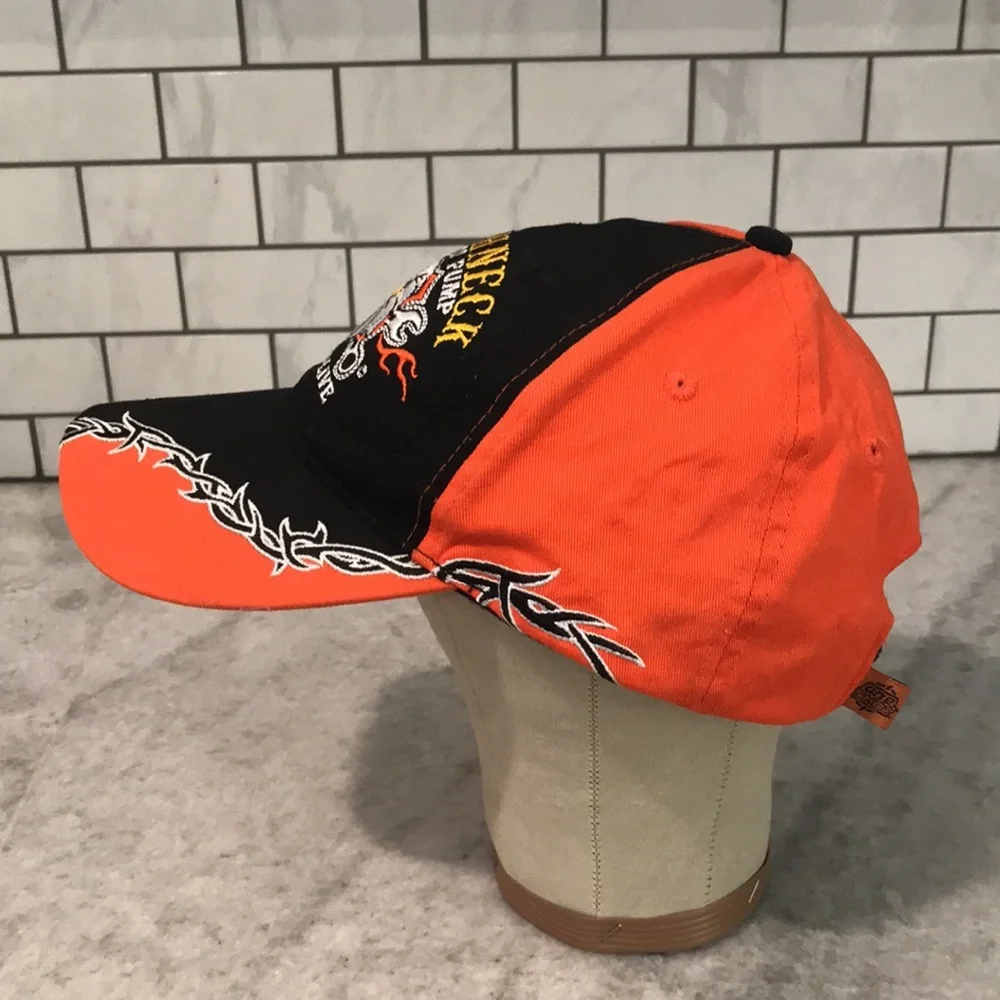 Roughneck Oilman One Shot Cap Black Orange Dad Hat Baseball Embroidered Oil Well